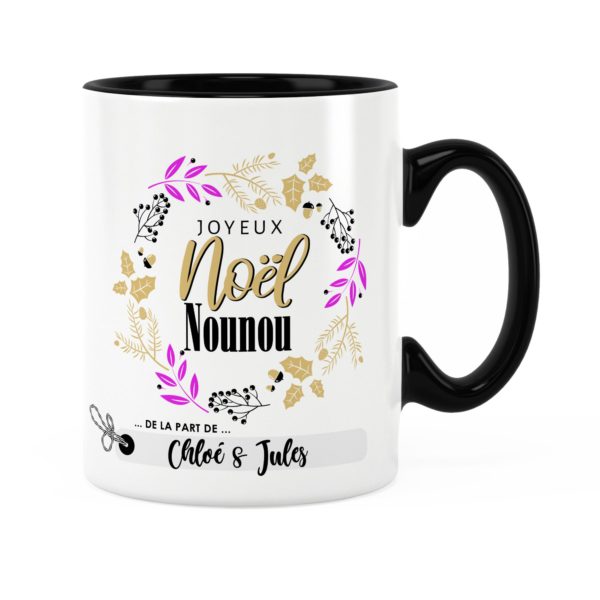 Cadeau noël nounou | Idée cadeau mug joyeux noël prénom