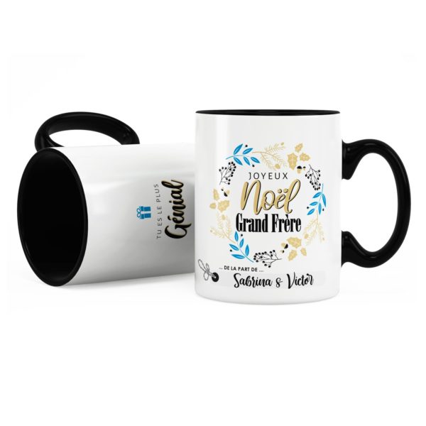 Cadeau noël grand-frère | Idée cadeau mug joyeux noël prénom