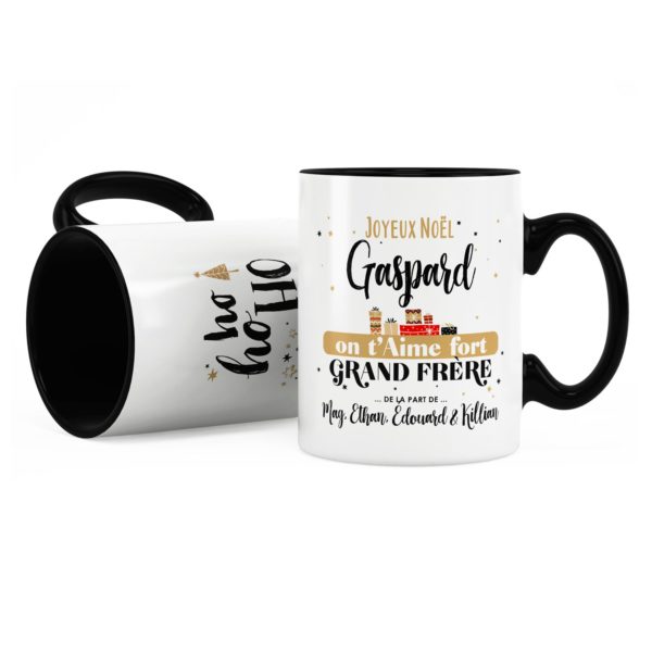 Cadeau noël grand-frère | Idée cadeau mug on t'aime avec prénom