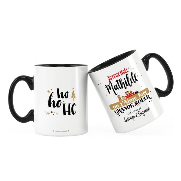 Cadeau noël grande-sœur | Idée cadeau mug on t'aime avec prénom