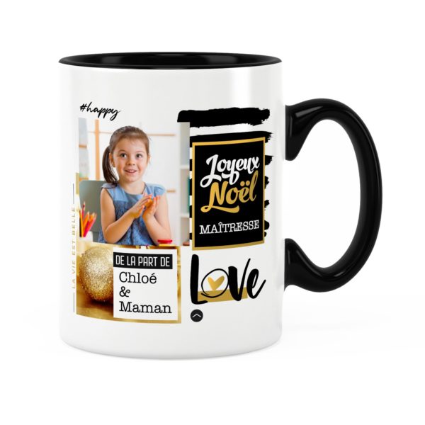 Cadeau maîtresse pour noël | Idée cadeau mug prénom et photo