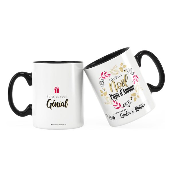 Cadeau noël papa | Idée cadeau mug joyeux noël avec prénom