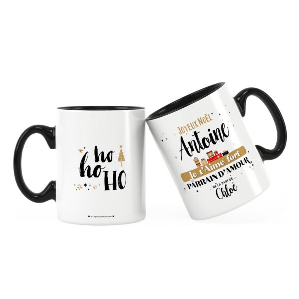 Cadeau noël parrain | Idée cadeau mug on t'aime avec prénom