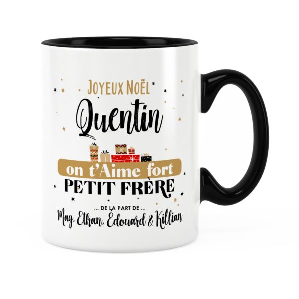 Cadeau noël petit-frère | Idée cadeau mug on t'aime prénom