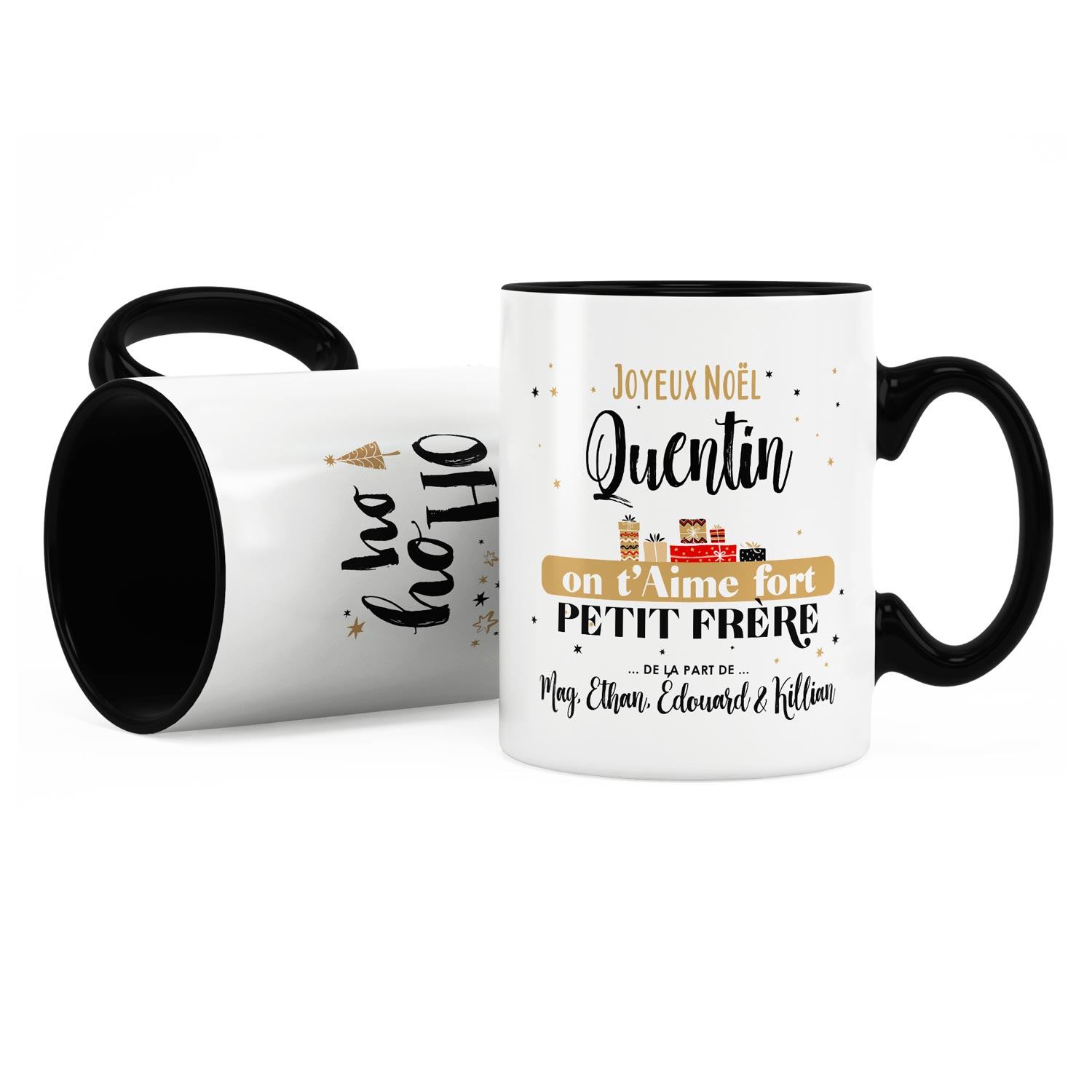 Cadeau noël petit-frère | Idée cadeau mug on t'aime prénom