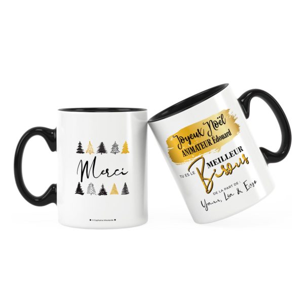 Cadeau noël animateur | Idée cadeau mug joyeux noël prénom