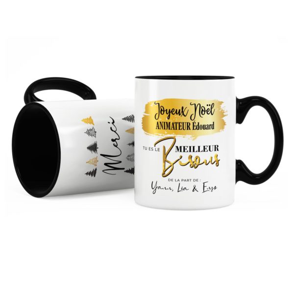 Cadeau noël animateur | Idée cadeau mug joyeux noël prénom