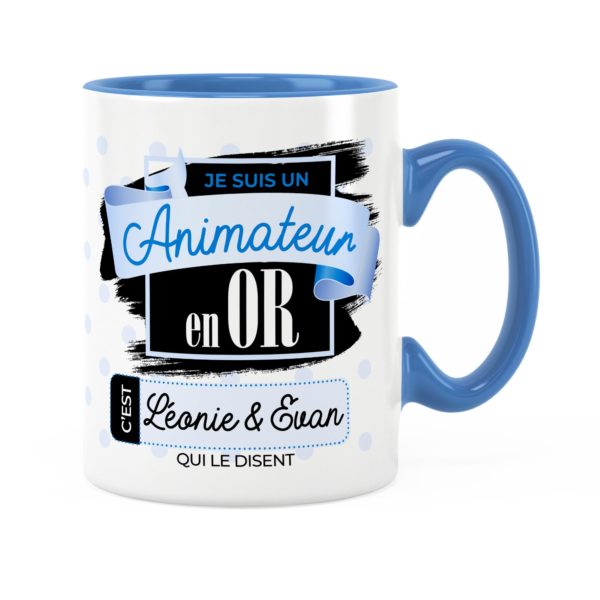 Cadeau animateur | Idée cadeau mug prénom animateur en or