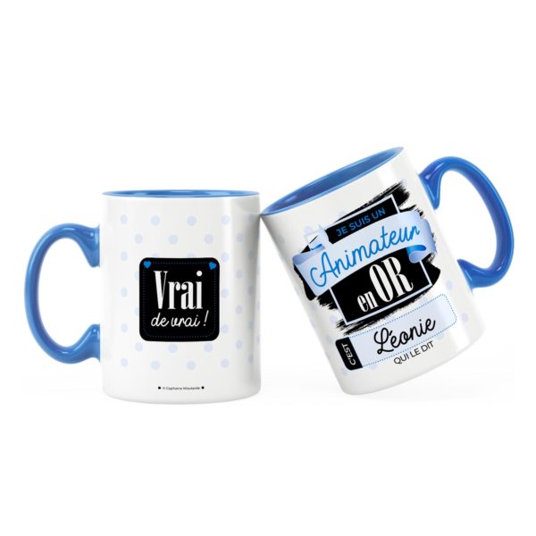 Cadeau animateur | Idée cadeau mug prénom animateur en or