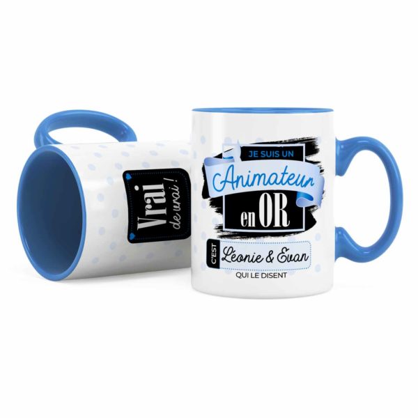 Cadeau animateur | Idée cadeau mug prénom animateur en or