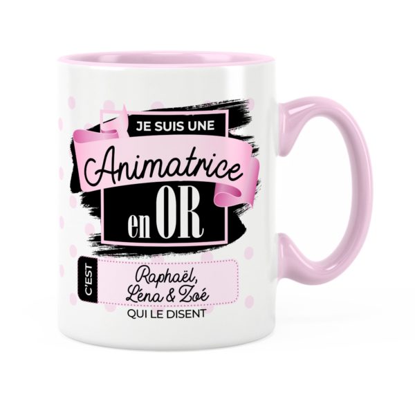 Cadeau animatrice | Idée cadeau mug pour animatrice en or