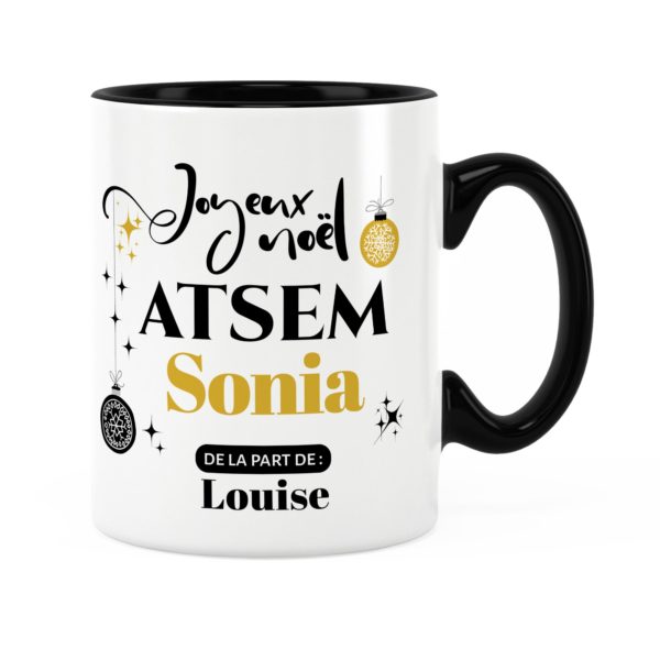 Cadeau atsem pour noël | Idée cadeau mug joyeux noël prénom