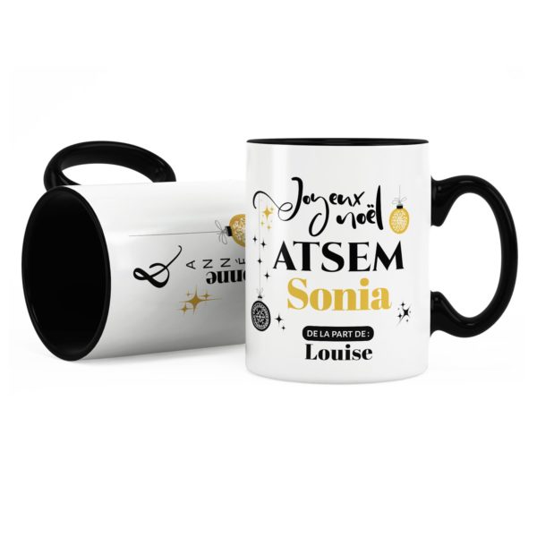 Cadeau atsem pour noël | Idée cadeau mug joyeux noël prénom