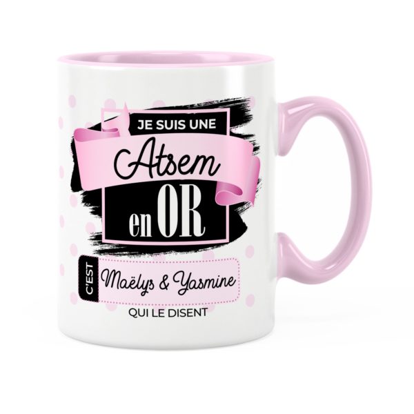 Cadeau atsem | Idée cadeau de prénom mug pour atsem en or