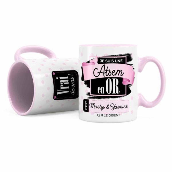 Cadeau atsem | Idée cadeau de prénom mug pour atsem en or