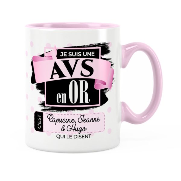 Cadeau avs | Idée cadeau mug avec prénom pour avs en or