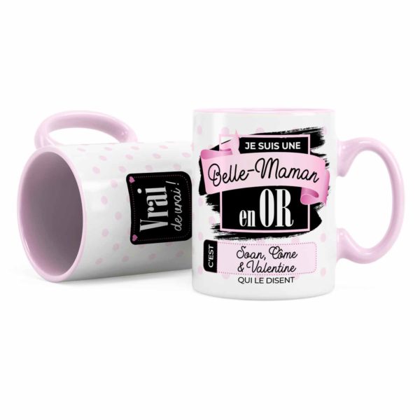 Cadeau belle-mère | Idée cadeau mug prénom belle-mère en or