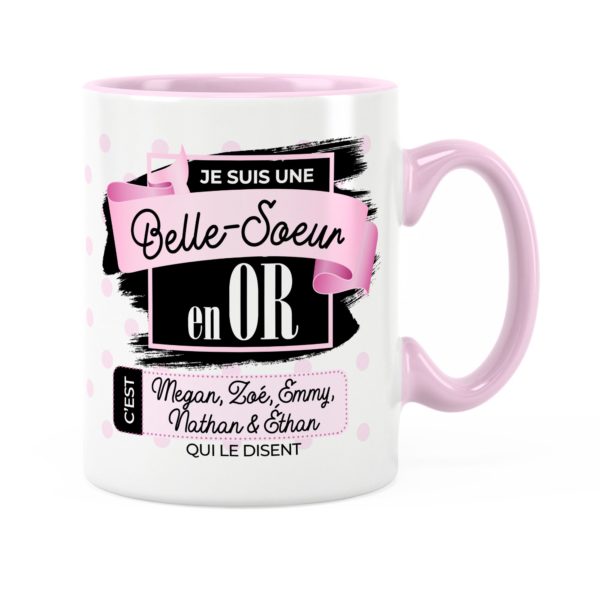 Cadeau belle-soeur | Idée cadeau mug prénom belle-soeur en or