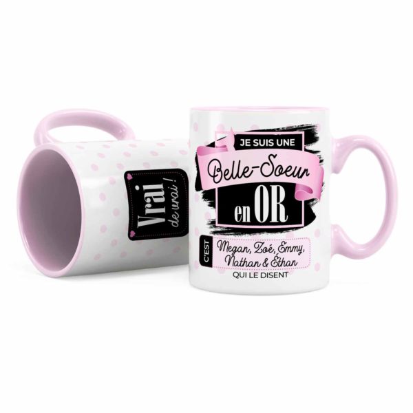 Cadeau belle-soeur | Idée cadeau mug prénom belle-soeur en or