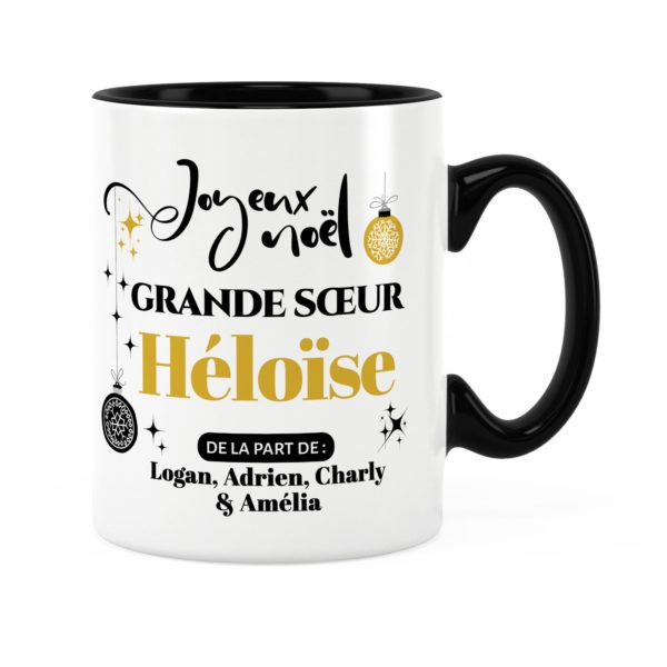 Cadeau noël grande-sœur | Idée cadeau mug de noël avec prénom