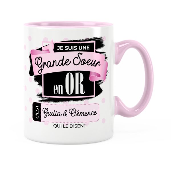 Cadeau grande-sœur | Idée cadeau mug grande-sœur en or