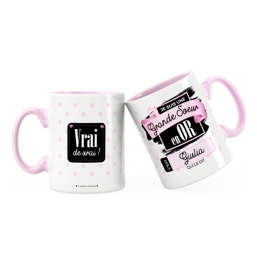 Cadeau grande-sœur  Idée cadeau mug grande-sœur en or