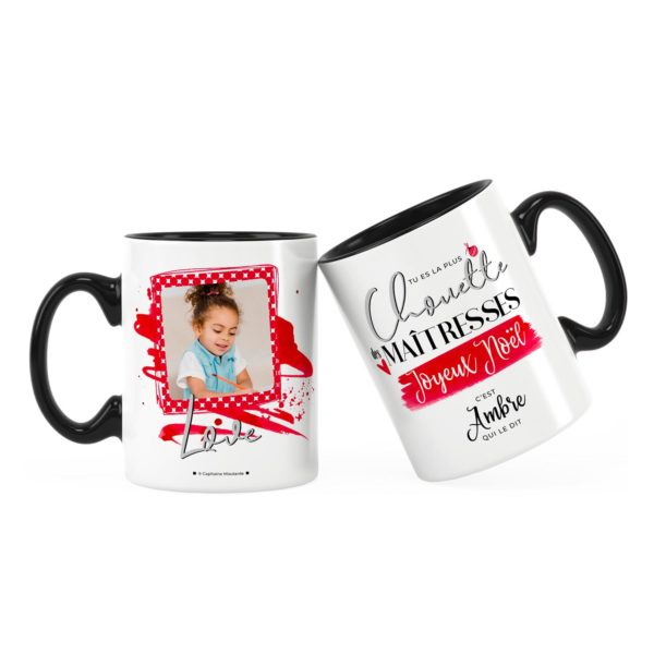 Cadeau noël pour maîtresse | Idée cadeau mug noël avec prénom