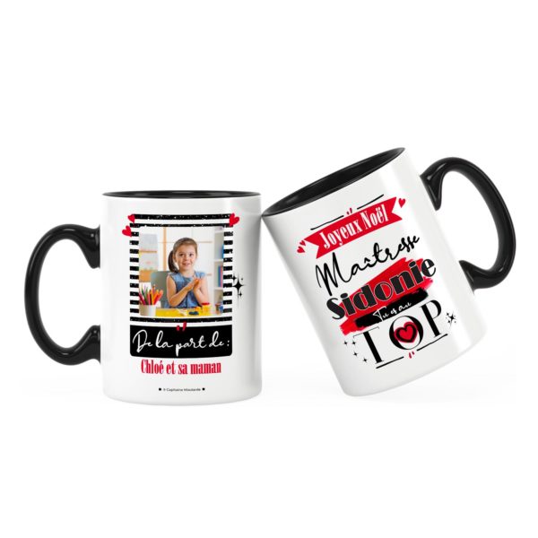 Cadeau maîtresse | Idée cadeau mug joyeux noël avec prénom