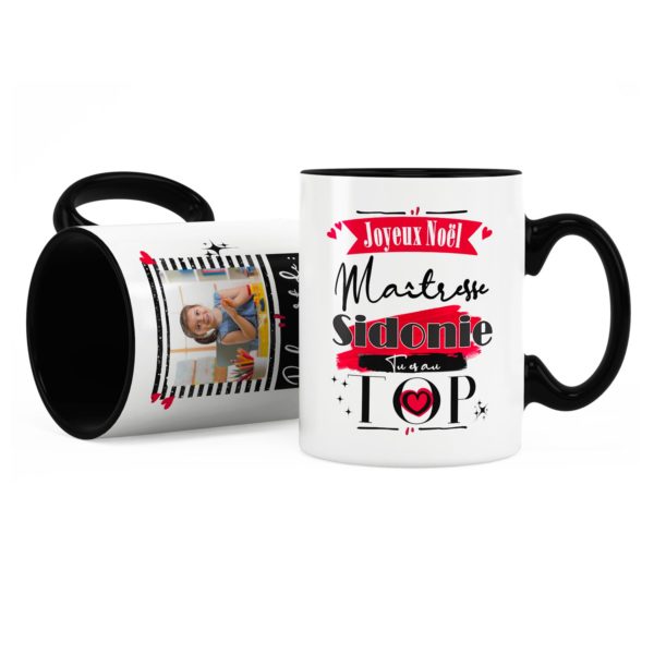 Cadeau maîtresse | Idée cadeau mug joyeux noël avec prénom