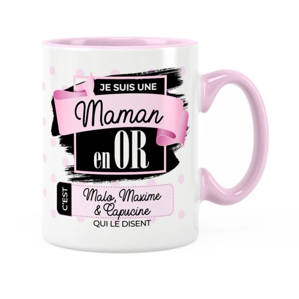 Cadeau maman | Idée cadeau mug prénom une maman en or