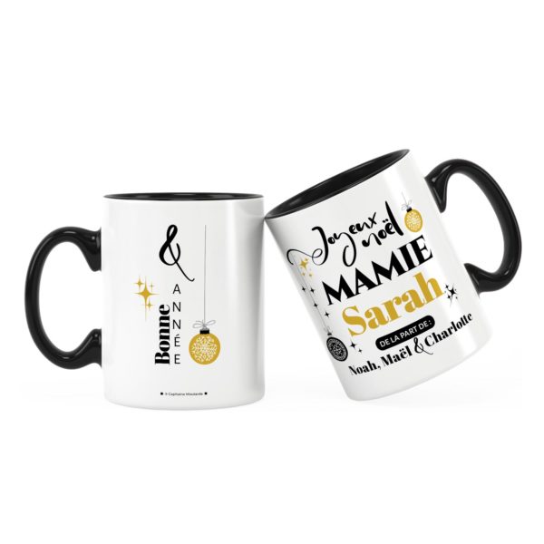 Cadeau pour mamie | Idée cadeau mug joyeux noël avec prénom