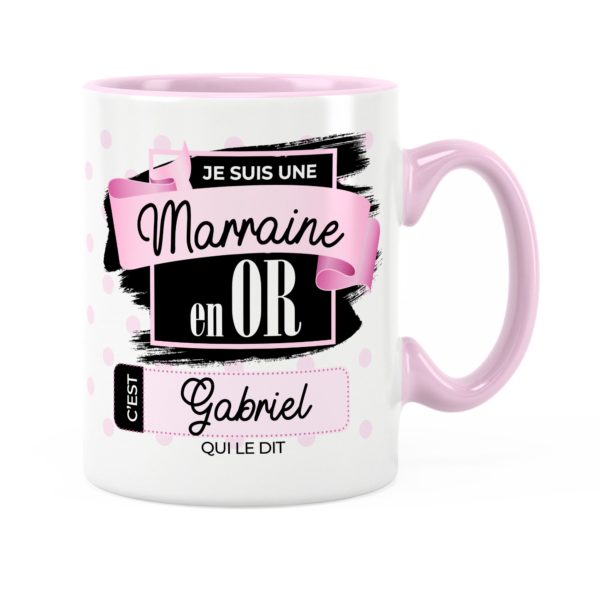 Cadeau marraine | Idée cadeau mug prénom marraine en or