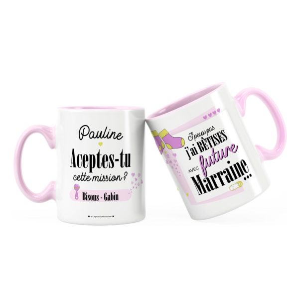 Cadeau marraine | Idée cadeau mug prénom future marraine