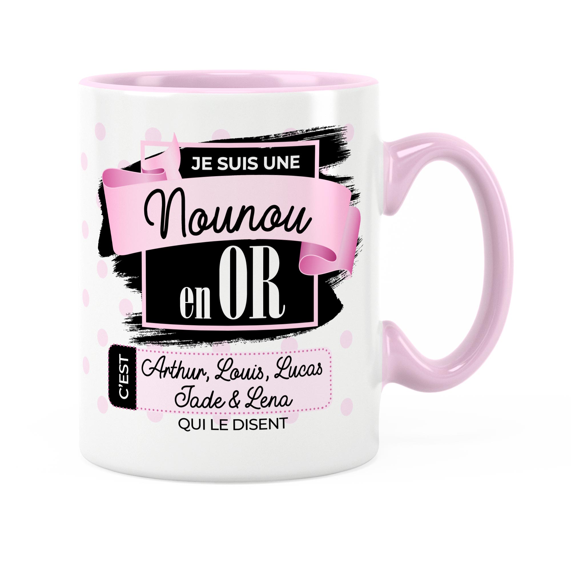 Cadeau nounou  Idée cadeau de mug prénom nounou en or