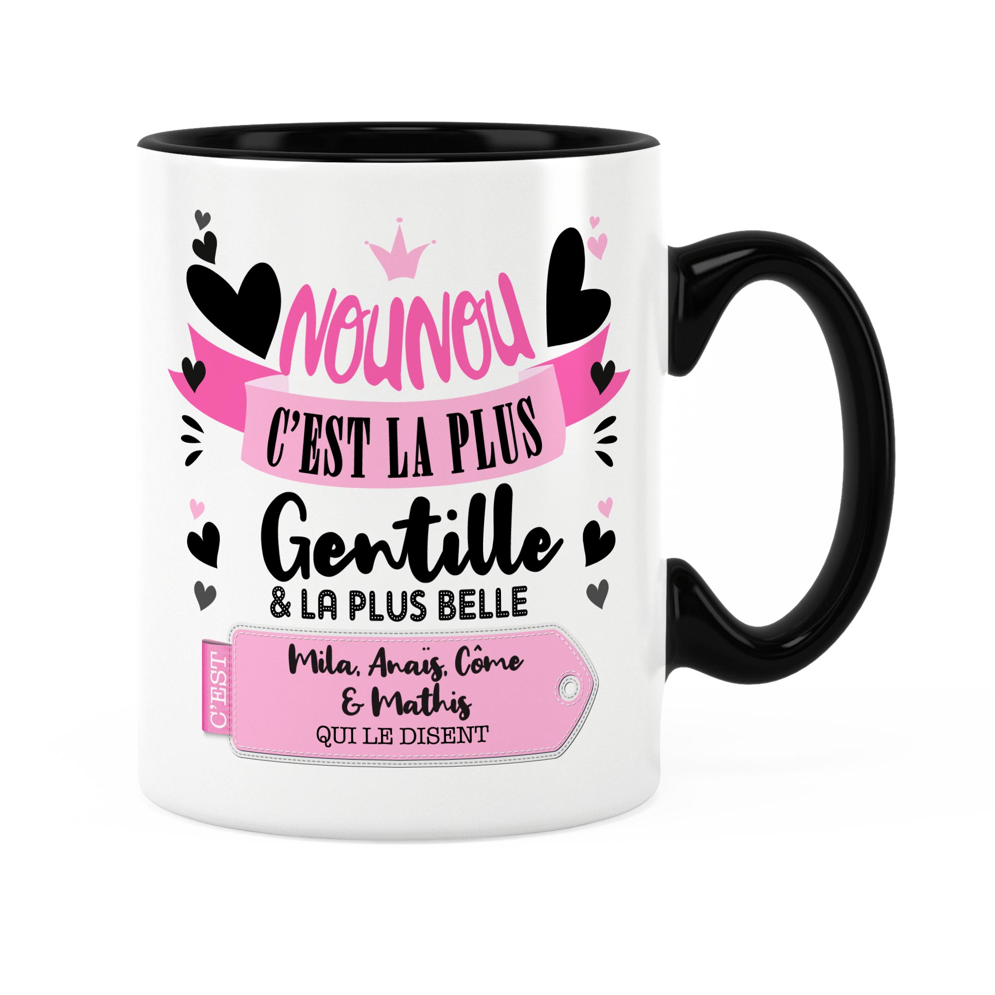 Cadeau nounou  Idée cadeau de mug prénom nounou en or