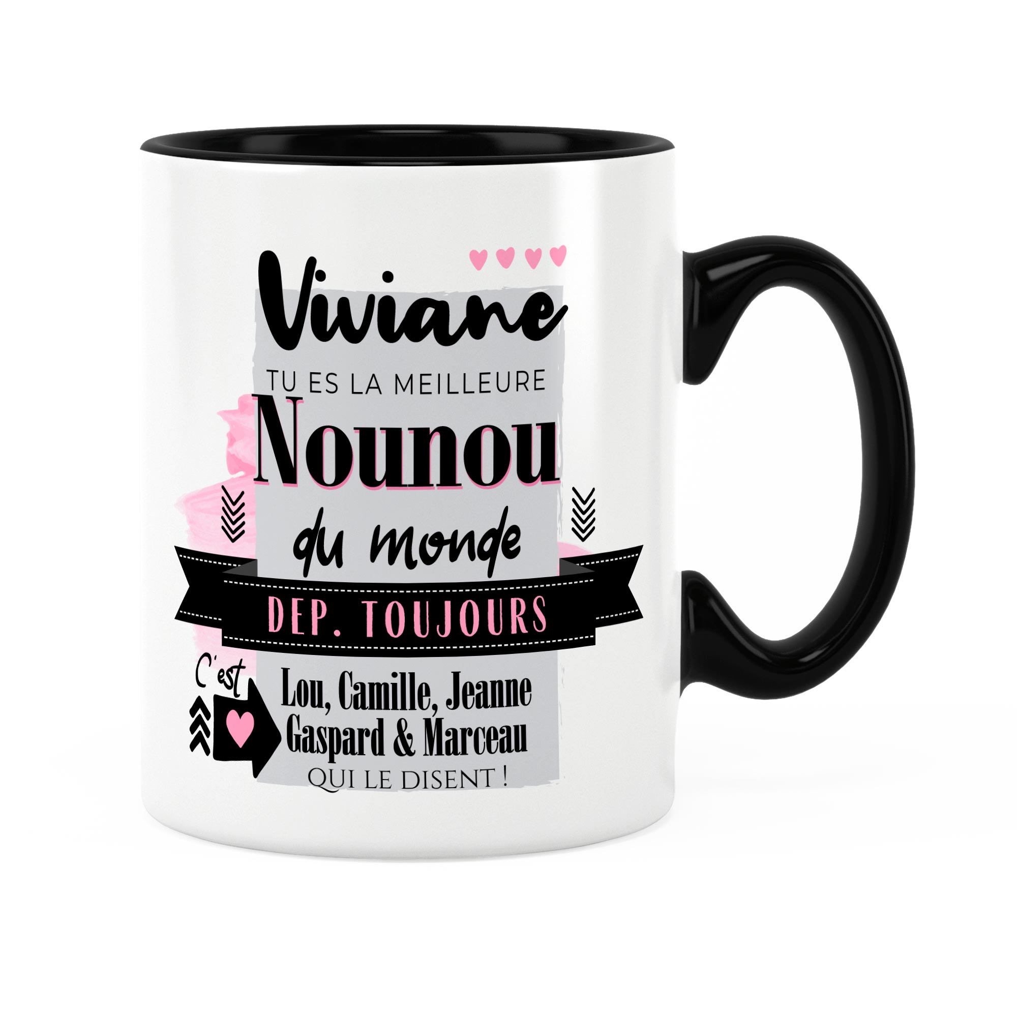 Mug nounou à personnaliser avec le prénom de votre enfant - Cadeau pour  nounou personnalisé - cadeau nounou