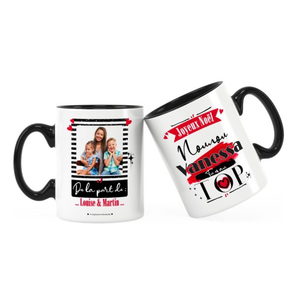 Cadeau nounou | Idée cadeau mug joyeux noël avec prénom