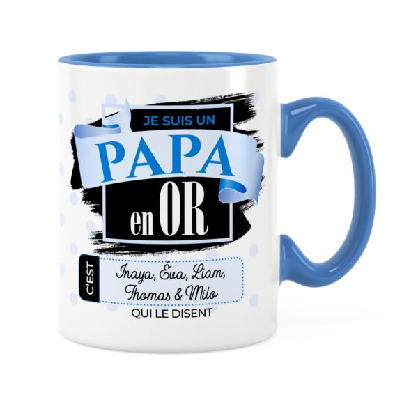 Cadeau papa | Idée cadeau de mug avec prénom papa en or