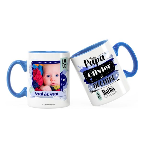 Cadeau papa | Idée cadeau de mug prénom papa il déchire