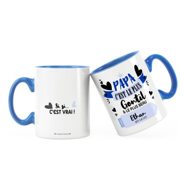 Cadeau papa | Idée cadeau mug prénom papa le plus gentil