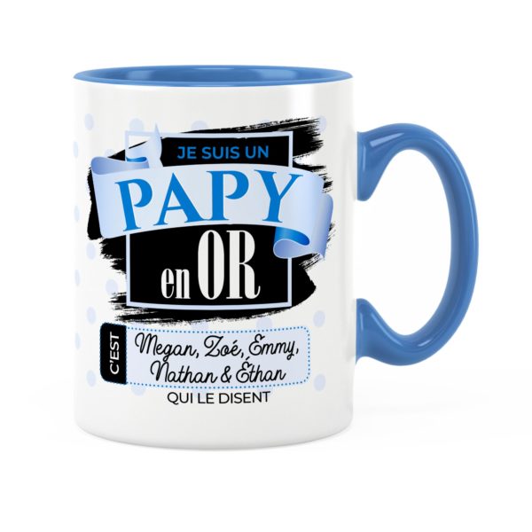 Cadeau papy | Idée cadeau de mug avec prénom papy en or