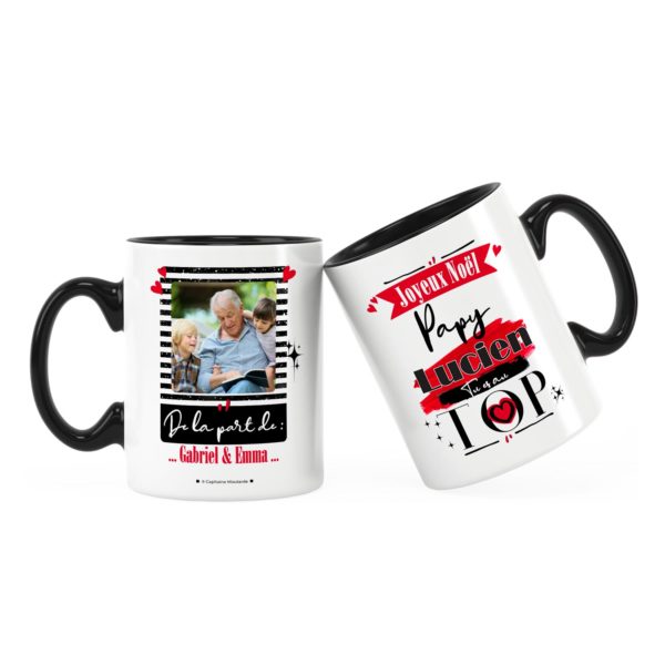 Cadeau papy | Idée cadeau mug joyeux noël avec prénom