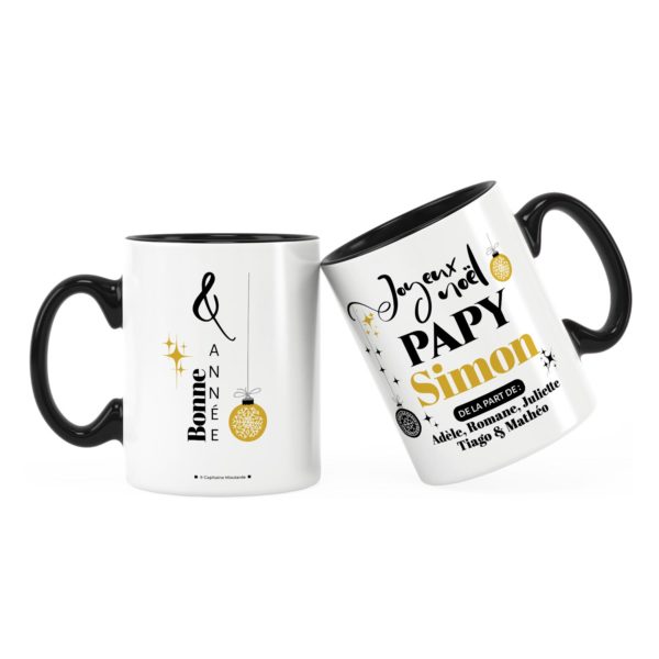 Cadeau pour papy | Idée cadeau mug joyeux noël avec prénom