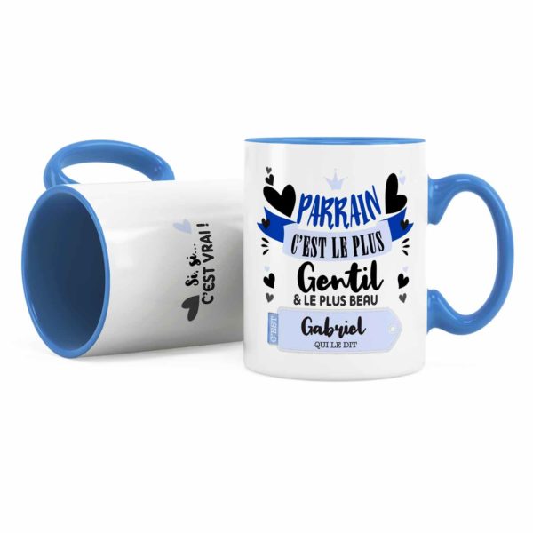 Cadeau parrain | Idée cadeau de mug prénom parrain gentil