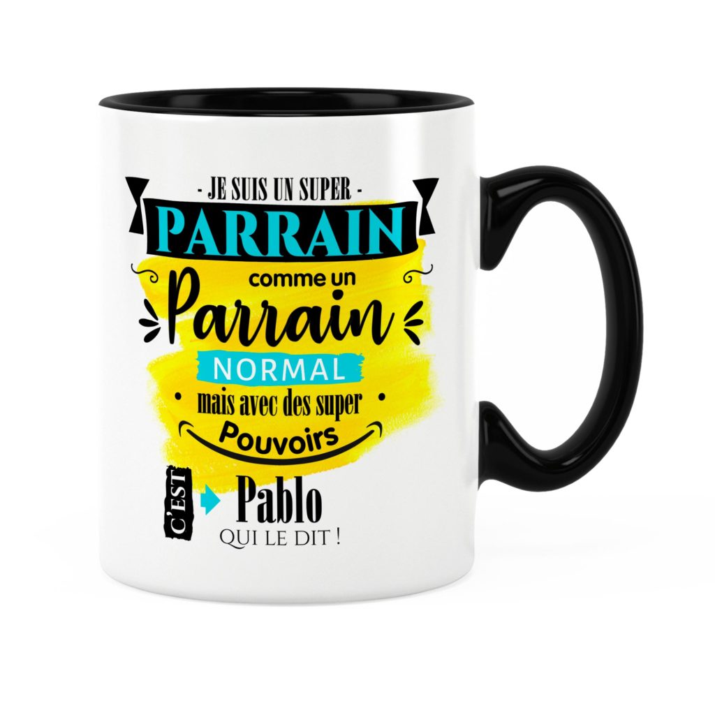 Cadeau parrain Idée cadeau mug parrain super pouvoirs