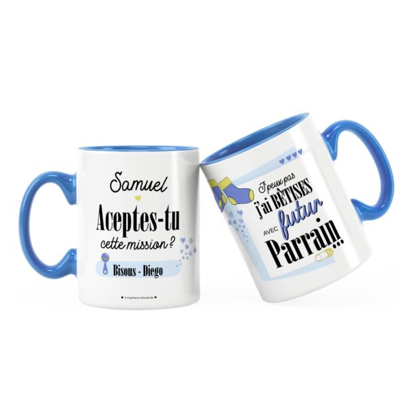 Cadeau parrain | Idée cadeau de mug prénom futur parrain