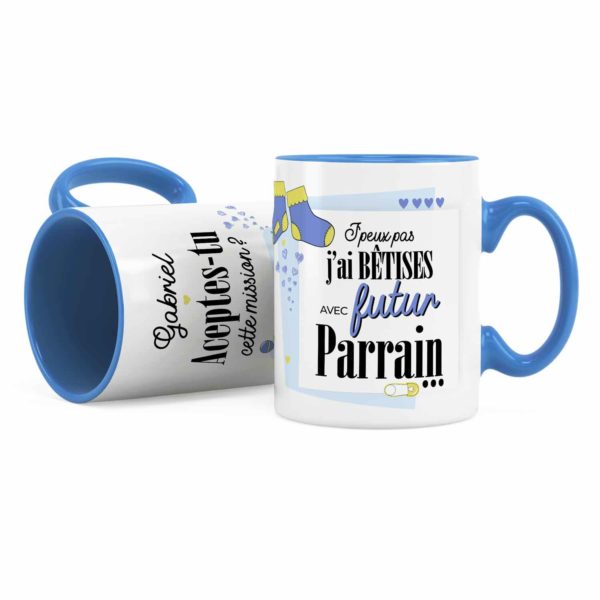 Cadeau parrain | Idée cadeau de mug prénom futur parrain