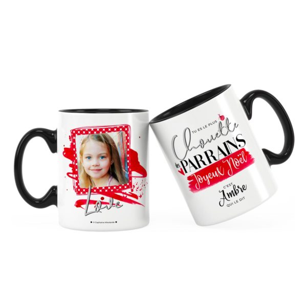 Cadeau noël parrain | Idée cadeau mug noël chouette parrain