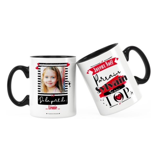 Cadeau parrain | Idée cadeau mug joyeux noël avec prénom