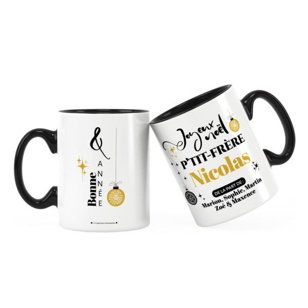 Cadeau petit-frère | Idée cadeau mug joyeux noël avec prénom